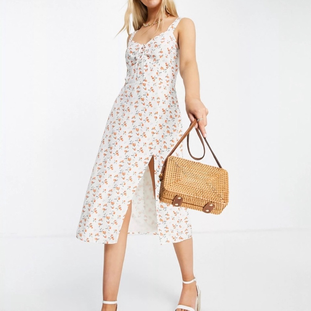 Abercrombie & Fitch White Floral Midi Dress